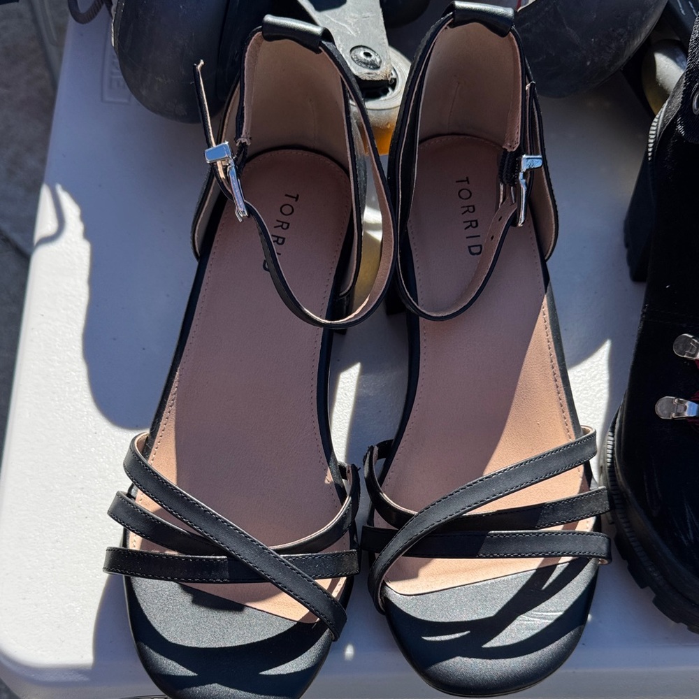 Torrid Black Strappy Sandals with Buckle